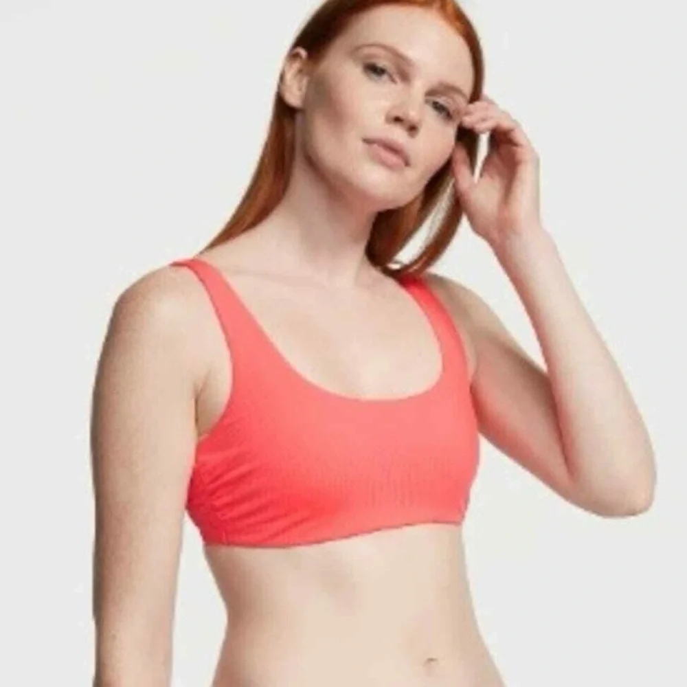 Victoria's Secret Coral Blaze Ribbed Bikini Swim Set Small